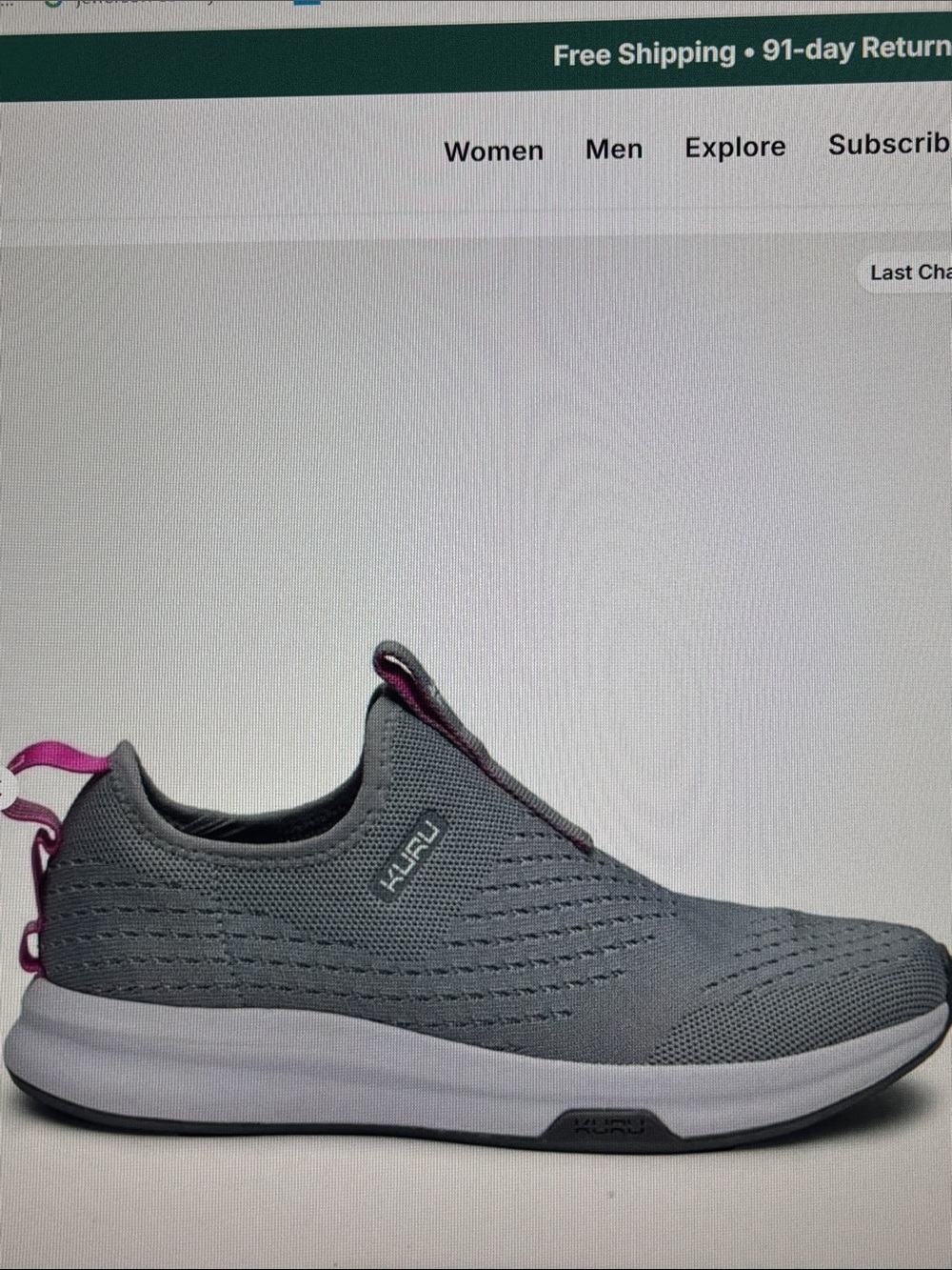 NWB KURU Womens Atom Slip  Size 7.5 & 9.  Grey/Berry Pink